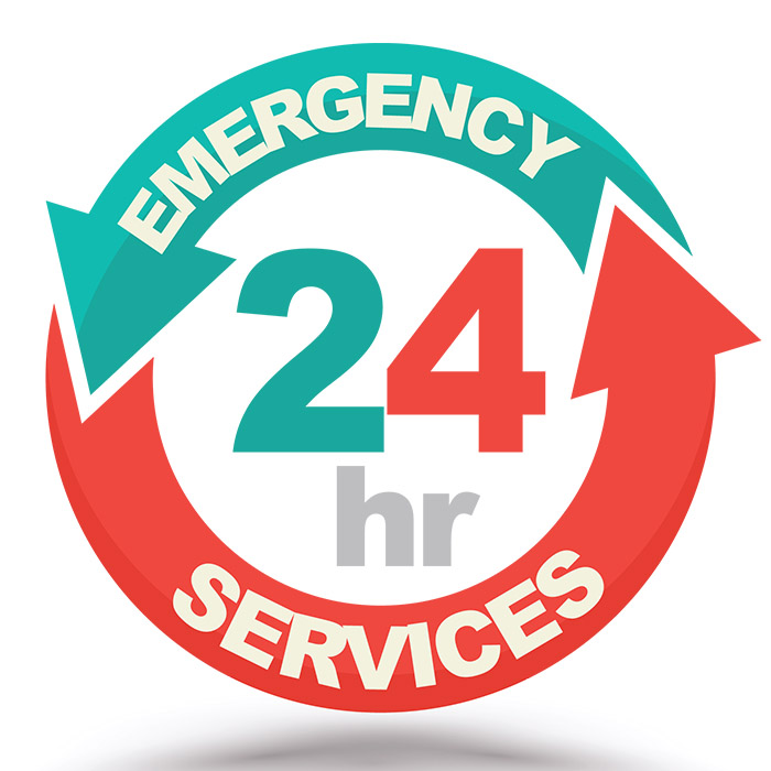 24-hour emergency services circular badge
