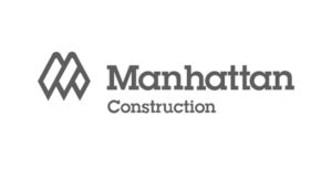 Manhattan Construction company logo with emblem